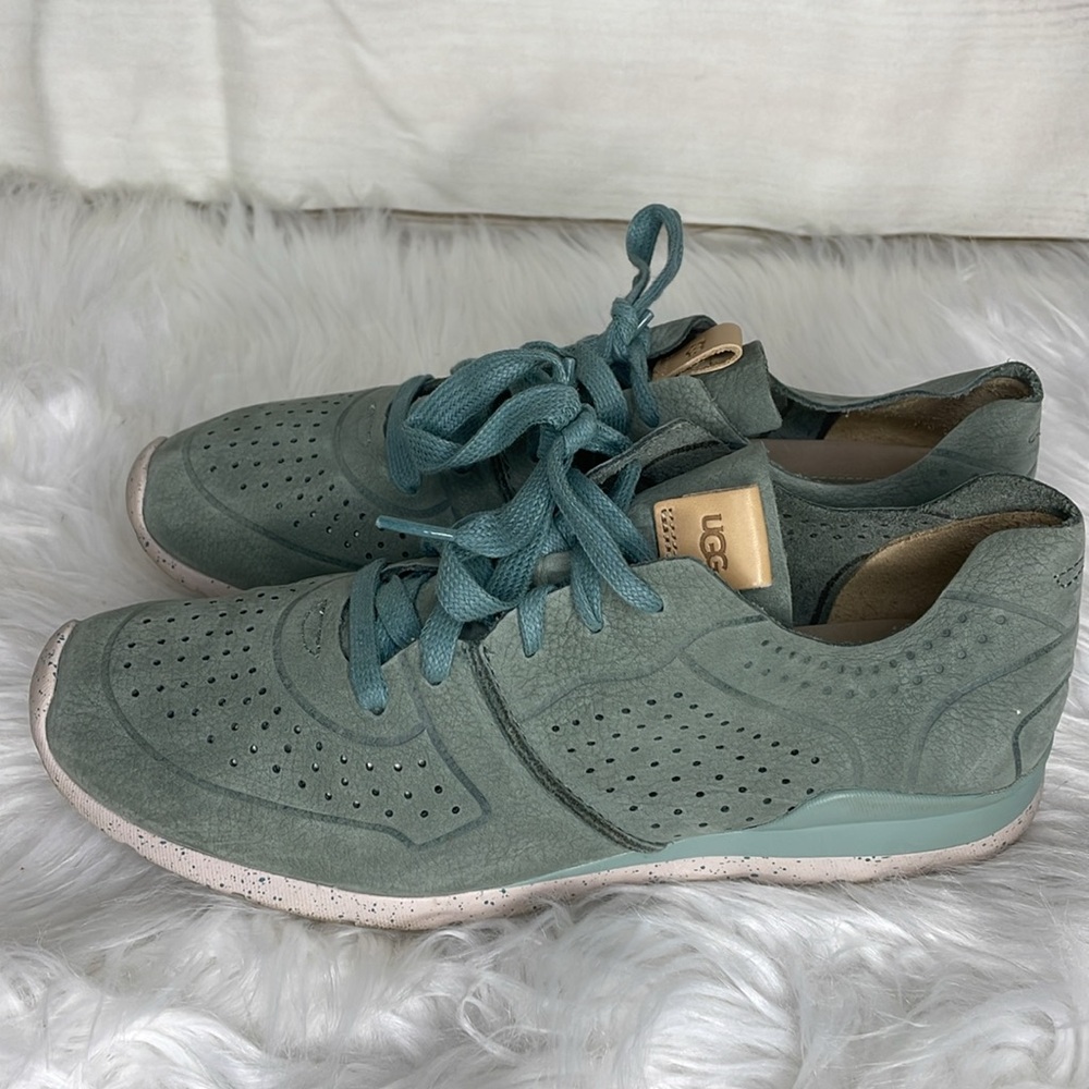 UGG Teal Green Perforated Leather Sneakers - Picture 3 of 9